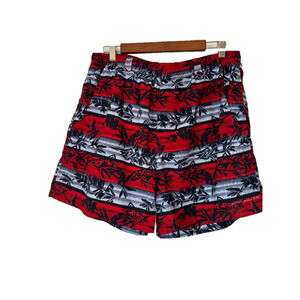 Columbia PFG Mens L Red Blue Omni-Shade Swim Trunks Shorts Beach Vacation Resort